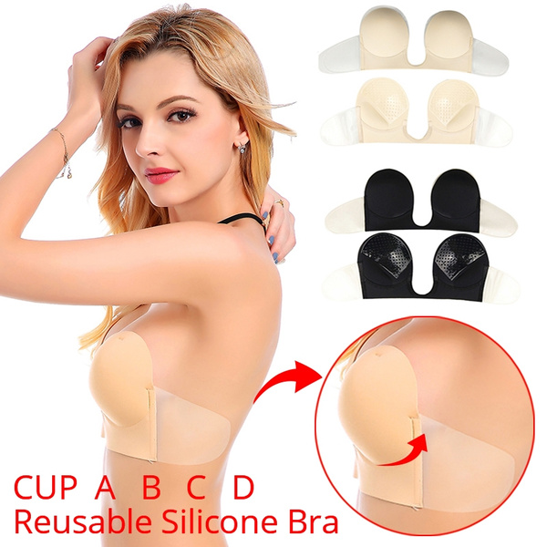 New Reusable Deep U Push Up Strapless Silicone Bras Self-Adhesive Gel Sticky  Invisible Bra Brassiere