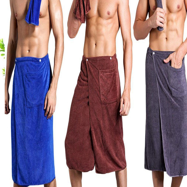 140 70cm Wearing Bath Skirt Men Bath Towels Cotton Material Pocket