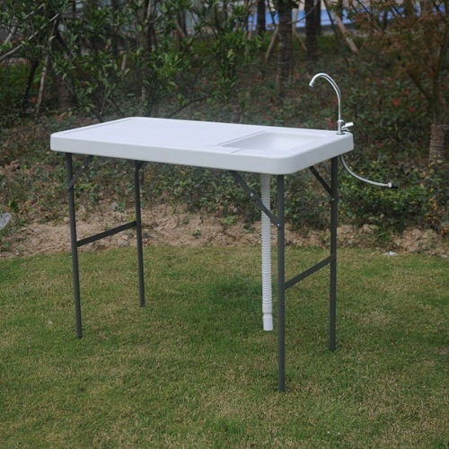Portable Fish Fillet Cleaning Table Plastic Picnic With Sink Faucet Features Wish - Coleman Glass Patio Table