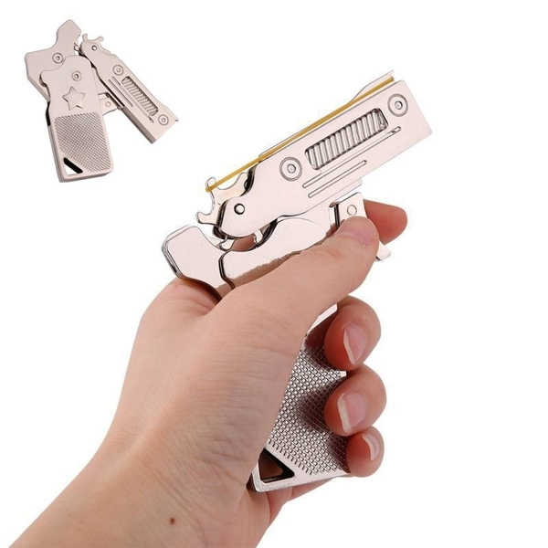 Rbg Rubber Band Gun Foldable And Portable Zinc Alloy Semi Automatic Gun Toy Repeater Pistol With Extra Rubber Bands Ammo Wish