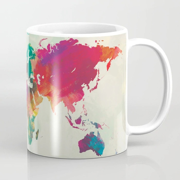 World Map Mug Travel Mug World Map Watercolor Mug - Travel Gift for Men Map  of the World Travel Coffee Cup Wanderlust Mug Adventure Gifts
