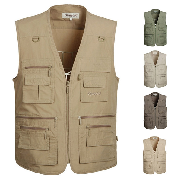 Men Fishing Vest With Multi-layer Pockets Photographer Reporter