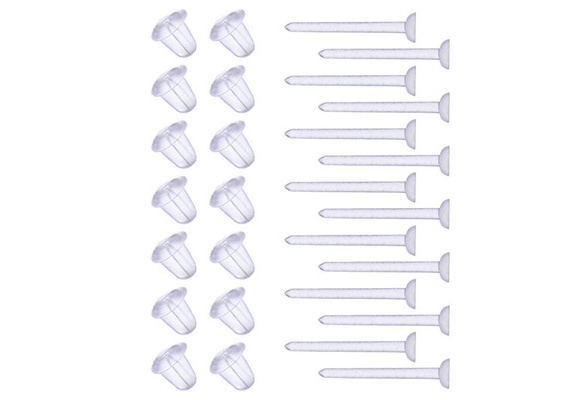 100 Pairs Plastic Earring Posts Clear Ear Pins and Silicone Rubber Backs  Earnuts Earring Backs for