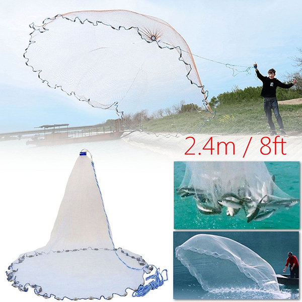 10ft/14ft/18ft/22ft Hand Cast Net Nylon Fishing Cast Net Mesh Bait Easy to Throw 