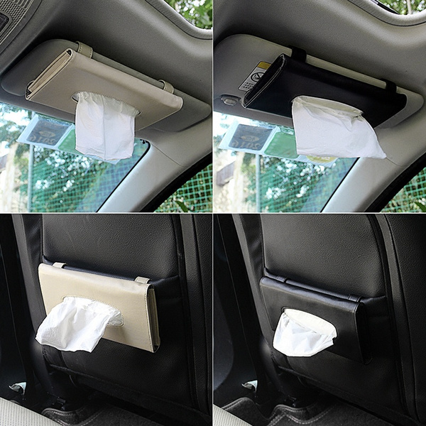 Car Tissue Holder Sun Visor Napkin Holder Car Visor Tissue Holder PU  Leather backseat tissue case holder for Vehicle