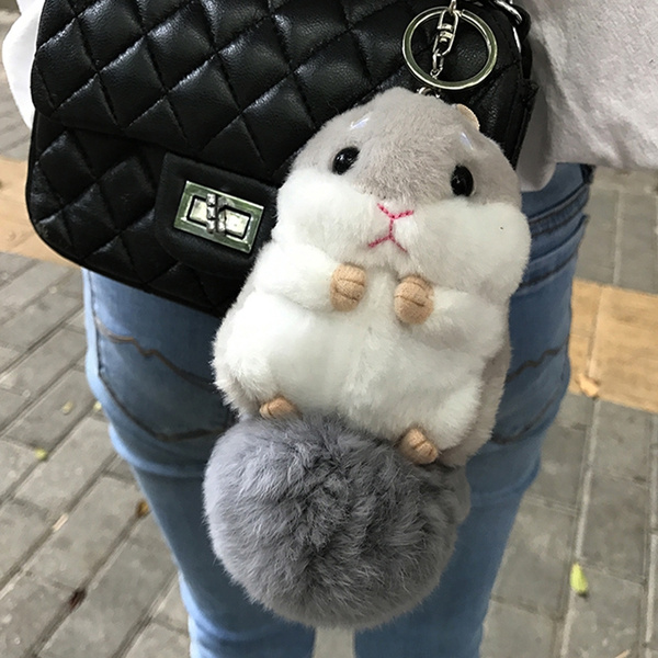bunny pom pom keychain