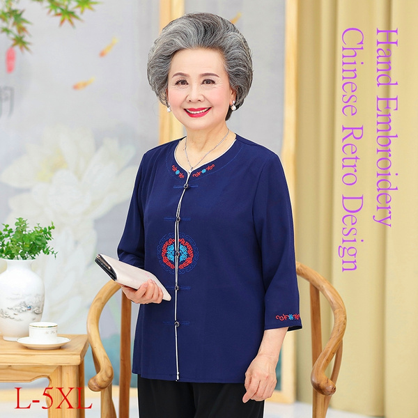 Elderly Women Wear Mother's Clothing, Chinese Style Summer Wear and Short  Sleeved Clothes to Give the Elderly the Best Gifts.