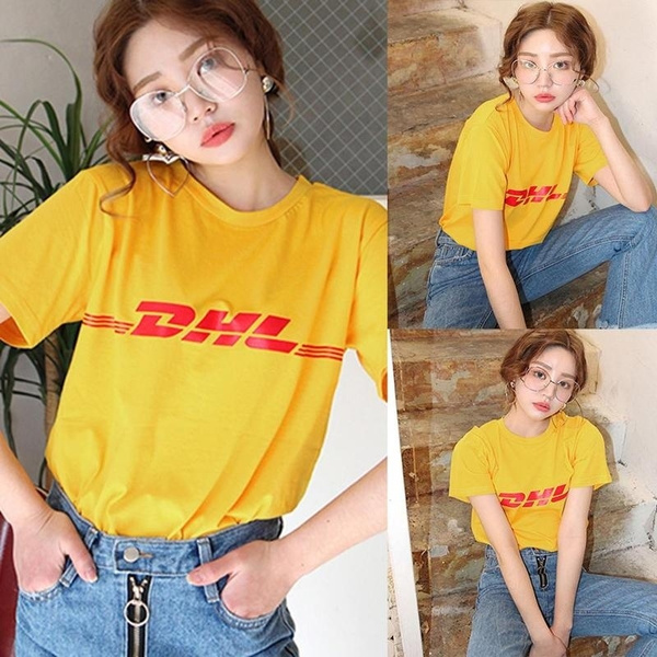 Yellow Tshirt DHL New Retro Fashion Unsex DHL Printing T- shirt Couple Short Sleeves [<yucheng>] | Wish