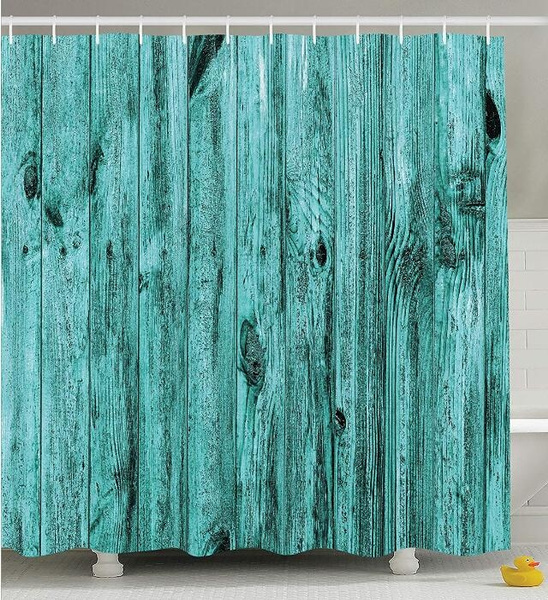 Turquoise Decor Shower Curtain Set, Turquoise Shower Curtain Set