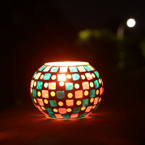 Magicnight Color Changing Mosaic Solar, Small Outdoor Solar Table Lamp