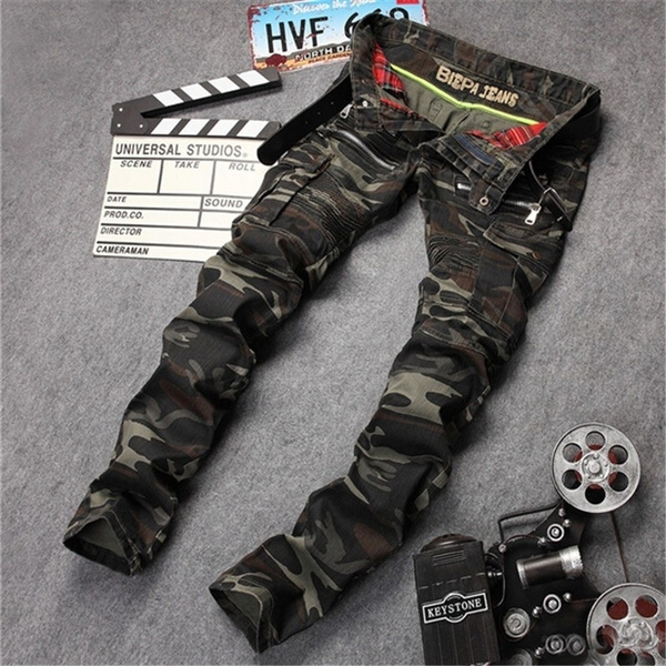 men's camouflage denim pants