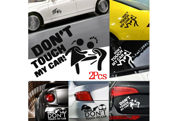 2Pcs Don't Touch My Car Funny Car Stickers Reflective Vinyl Car Styling  Waterproof Motorcycle Car Body Car Accessories
