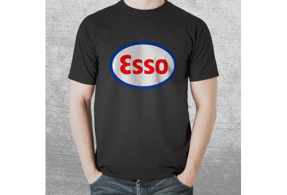 New Esso Cool Oil Old Logo Petrol Vintage Retro Black T Shirt Tee