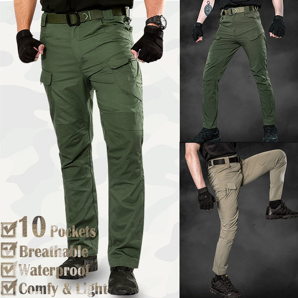 Raroauf Mens Cotton Loose Fit Casual Work Pants Tactical Cargo Pants with 6 Pockets