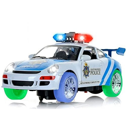 Changes Direction On Contact LED Lights & Loud Sirens Great Gift for Toddlers & Kids Haktoys ATS Battery Operated Improved Bump & Go Action 1:18 Scale Toy Police Car Justice Patrol Enforcement Team 