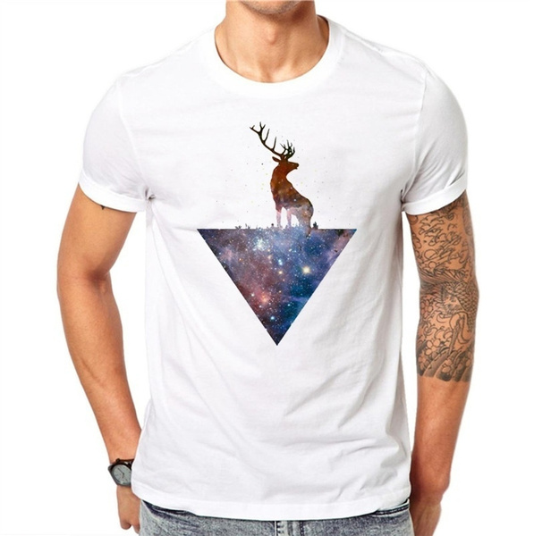 Short Sleeve Hipster 3D Elk Christmas 