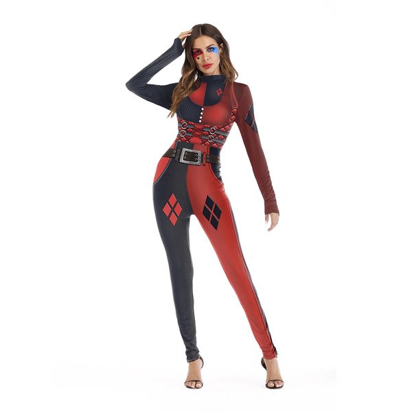 harley quinn red and black costume