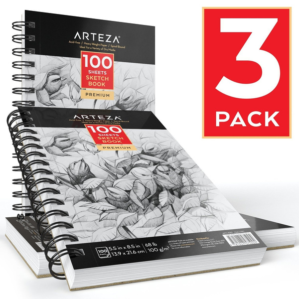 Sketchbooks, 5.5 x 8.5, Pack of 3 (300 sheets)