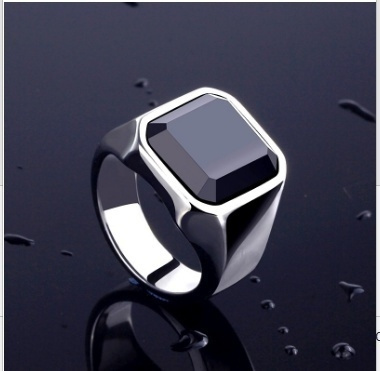 Obsidian Noble Black Onyx Superior Ring Wedding Accessories Men's Titanium  Steel Ring