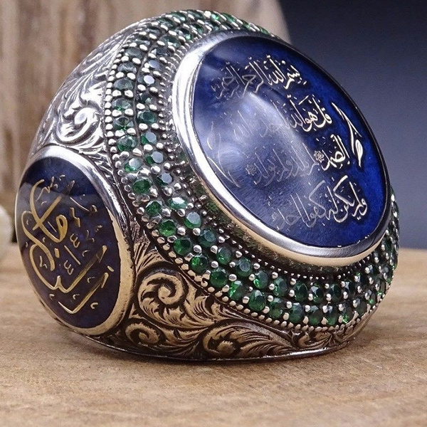 Turkish Handmade Jewelry 925 Sterling Silver Emerald Men's Ring Size 7,8,9,10 