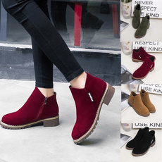 Women New Fashion Martini Boots Autumn Winter Boots Classic Zipper Ankle Boots Grind Crumbly Warm Plush Women Shoes