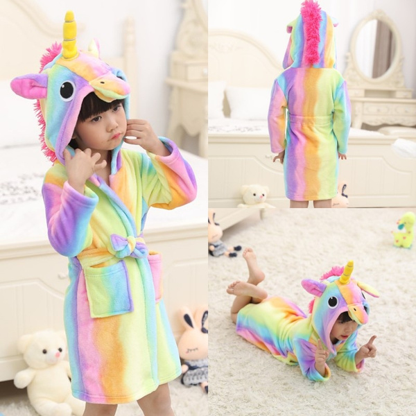 ladies rainbow unicorn dressing gown