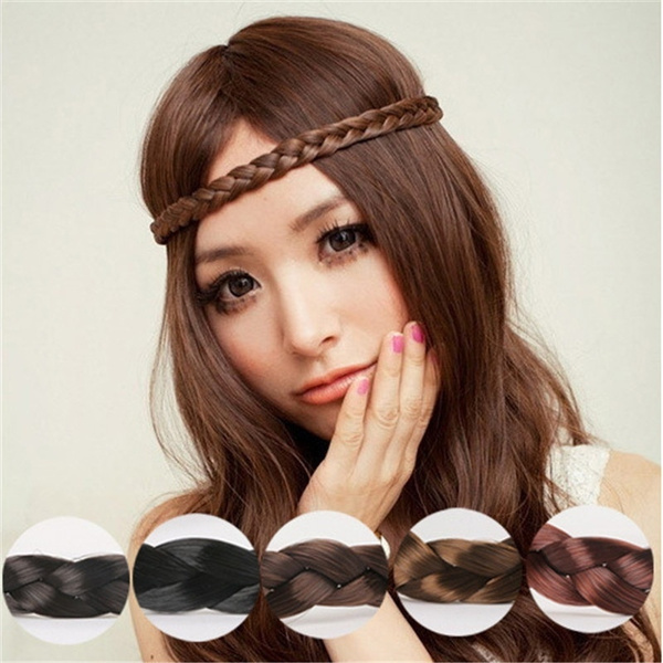 Fashion Women Girl Twist Braid Braided Fake Hair Shape Fake Hair Pieces Headband Hair Bun Wig Band Hair Accessories Wish