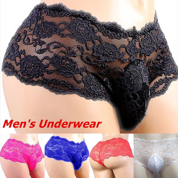 Sexy Male Underwear Boxers Lace Pants Mens Ropa Interior Hombre Underpants Liggerie