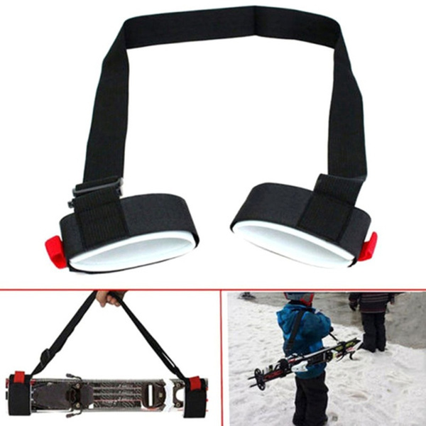 Adjustable Snowboard Cross Country Ski Pole Shoulder Hand Carrier Handle Strap 