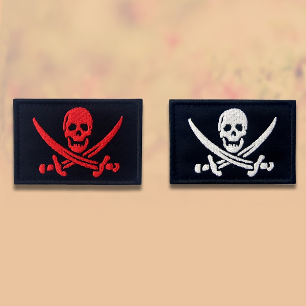 Toppa Con Bandiera Pirata Calico Jack: Applicazione Con Teschio E Ossa Incrociate Verde Oliva - Italia - Foto 3