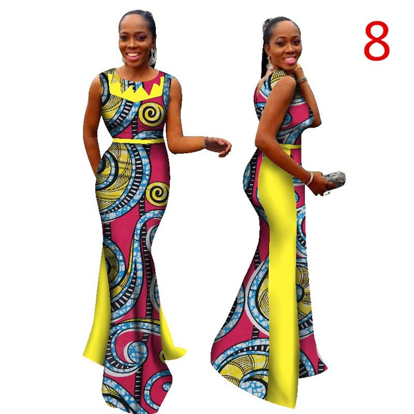 African Dresses For Women  Dashiki Dress O-Neck African Traditional Cothing 