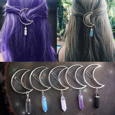 8 Colors Moon Hair Clips Accessories Healing Crystal Barrette Boho Hippie Jewellery Unique Christmas Gifts 