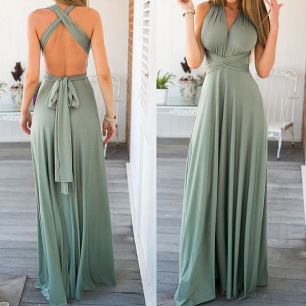 Sexy Women Bandage Maxi Dress Red Beach 