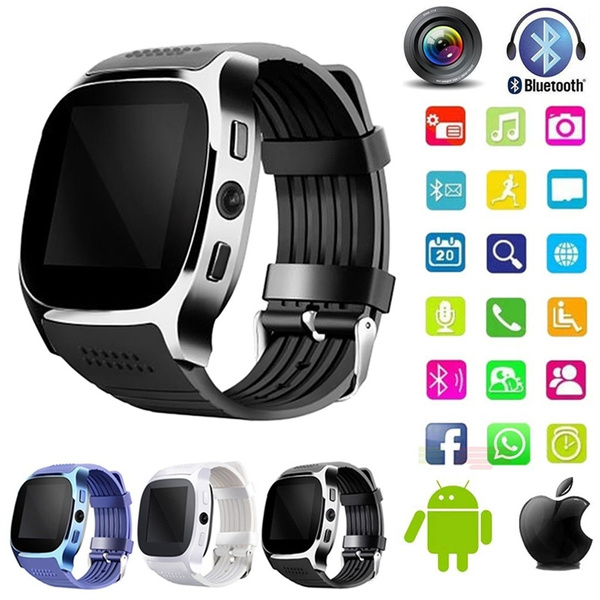 Fashion T8 Bluetooth Smart Watch With Camera Music Player Facebook Whatsapp  Sync SMS Smartwatch Support SIM TF Card For Android IOS | Wish