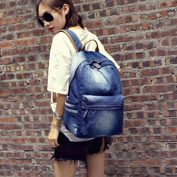 2022 New Women Vintage Denim Jeans Backpack Fashion Ladies Daily Simple  Handbag High Quality Travel Teenager Girls Shoulder Bag