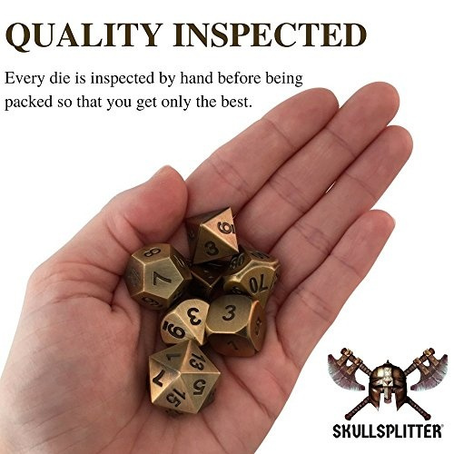 Skull Splitter Dice Cleric S Prayer Book With Antique Gold Color With Black Numbering Metal Dice Solid Metal Polyhedral Role Playing Game Rpg Dice Set 7 Die In Pack With Dice Case Wish