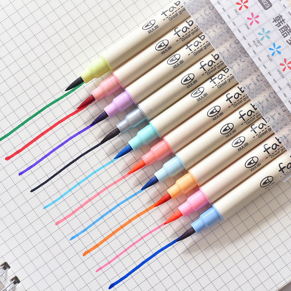  Coloring Markers Pens Set, Touch Write Brush Pen Color  Calligraphy Marker Pens Set Stationery Drawing School Supplies Gifts for  Women, Kid Adult Books Manga Artist Lettering Bullet Journal - 10Pcs 