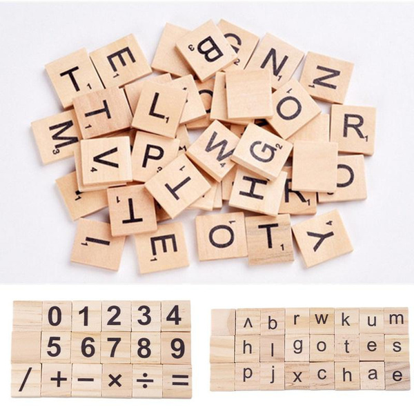 Wooden Alphabet Scrabble Tiles Black Letters Crafts Wood