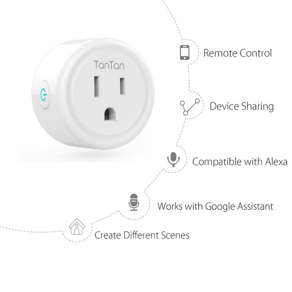 WiFi Smart Plug, Smart Home Outlet Compatible with Alexa, Echo & Google  Home, Remote Control Plugs 