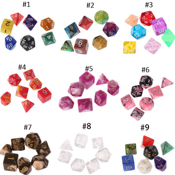 7pcs Set Polyhedral Dice For Trpg Board Game Dungeons And Dragons D4 D Acrylic Wish