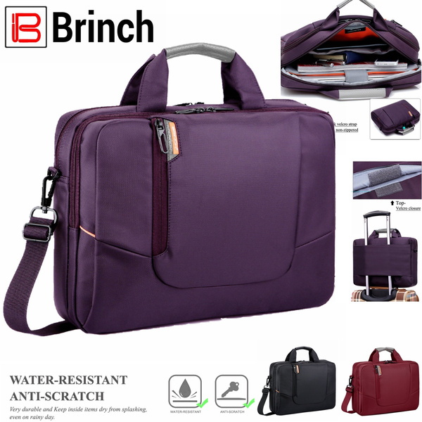 17.3 inch New Soft Nylon Waterproof Laptop Computer Case Cover Sleeve Shoulder Strap Bag with Side Pockets Handles and Detachable for Laptop/Notebook/Netbook/Chromebook,Colour Red TM BRINCH 