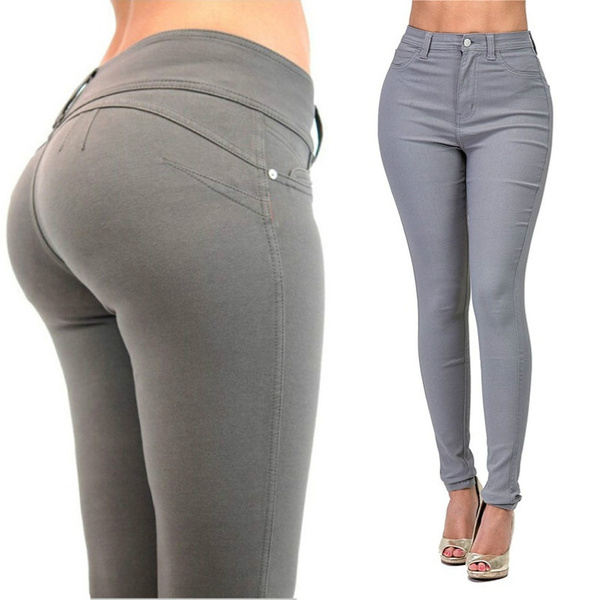 Women's High Waist Butt-Lifting Skinny Jeans Elastic Pencil