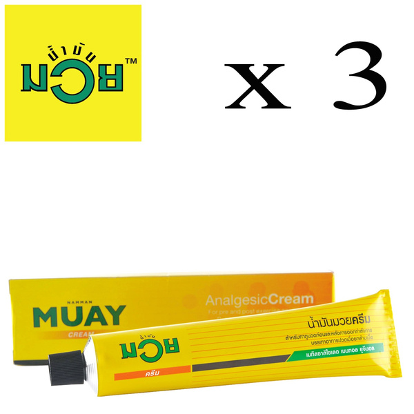 3 x Namman Muay Cream 100g, Thai Boxing Massage, Analgesic Sport Athlete  Muscular Pains Relief For Pre and Post Exercise Application Aches Arthritic