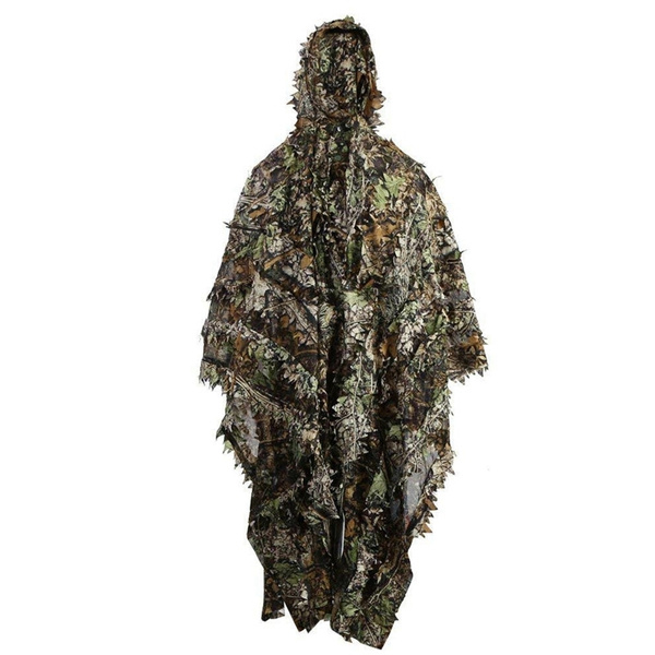 Camouflage Jungle Hunting Ghillie Suit Set Woodland Sniper Birdwatching Poncho 