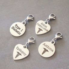 Stainless Medical ID Charms, Type 1 Diabetes, Awareness Charm, Asthma Charm, Epilepsy Charm, Pre-Engraved on Superior Quality Stainless