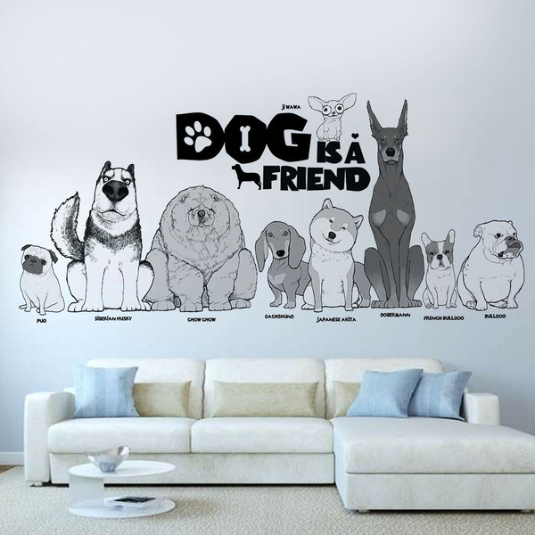 Dog Removable Wall Mural Decals Stickers - Adhesive Wall Decal Sticker for  Bedroom Living Kids Rooms Decor DIY | Wish