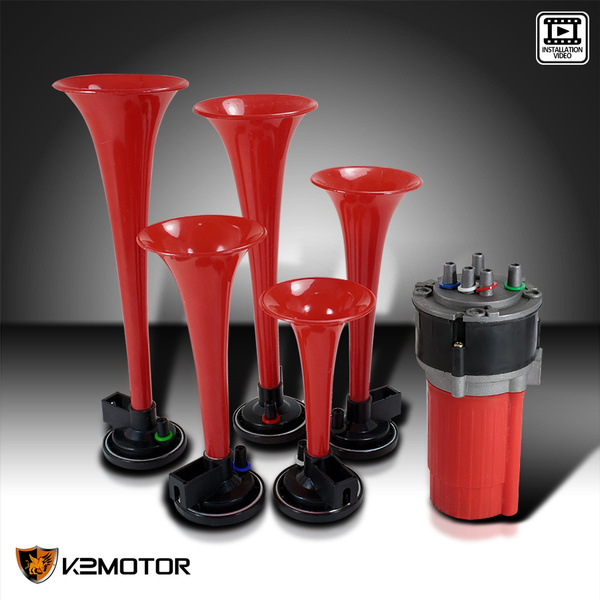 Fits Great "La Cucaracha" Music Air Horn Red 125DB 12V 5 Trumpet W