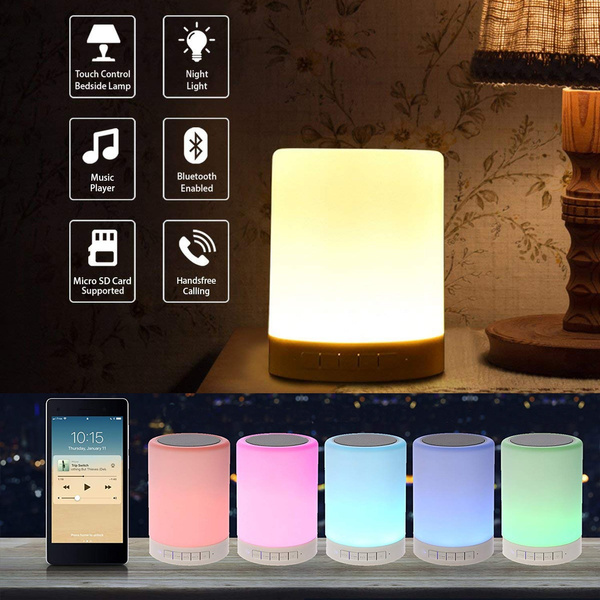 Portable Bluetooth Speaker Wireless LED Flame Night Table Lights Lamp A8T3