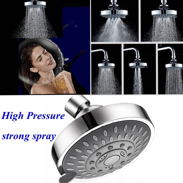 Shower Head High Pressure 4 Inch 5-setting Adjustable Shower Head Top Spray NEW 