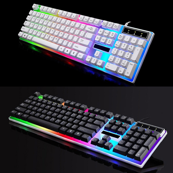 Colorful Crack LED Illuminated Backlit USB Wired PC Rainbow Gaming Keyboards 